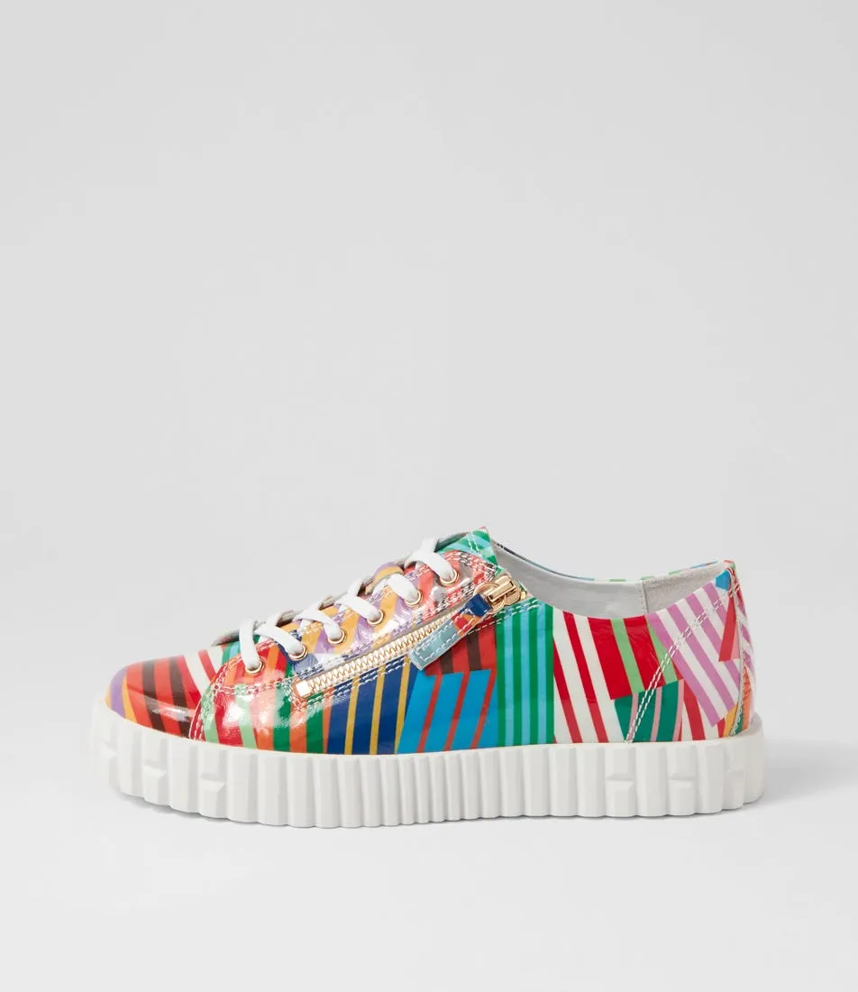 DJANGO & JULIETTE Osloe Stripe White Patent Leather Sneakers