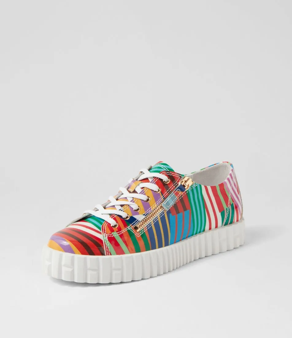 DJANGO & JULIETTE Osloe Stripe White Patent Leather Sneakers