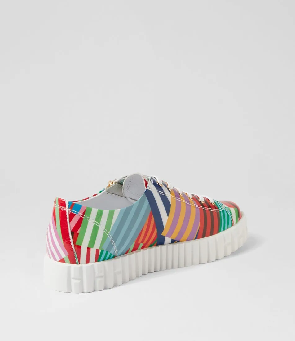 DJANGO & JULIETTE Osloe Stripe White Patent Leather Sneakers