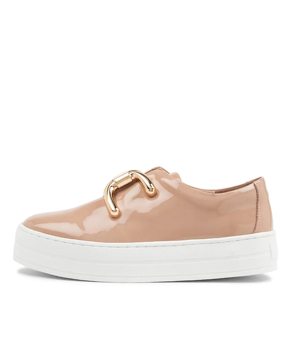 DJANGO & JULIETTE Shelina Latte Patent Leather Sneakers Ws