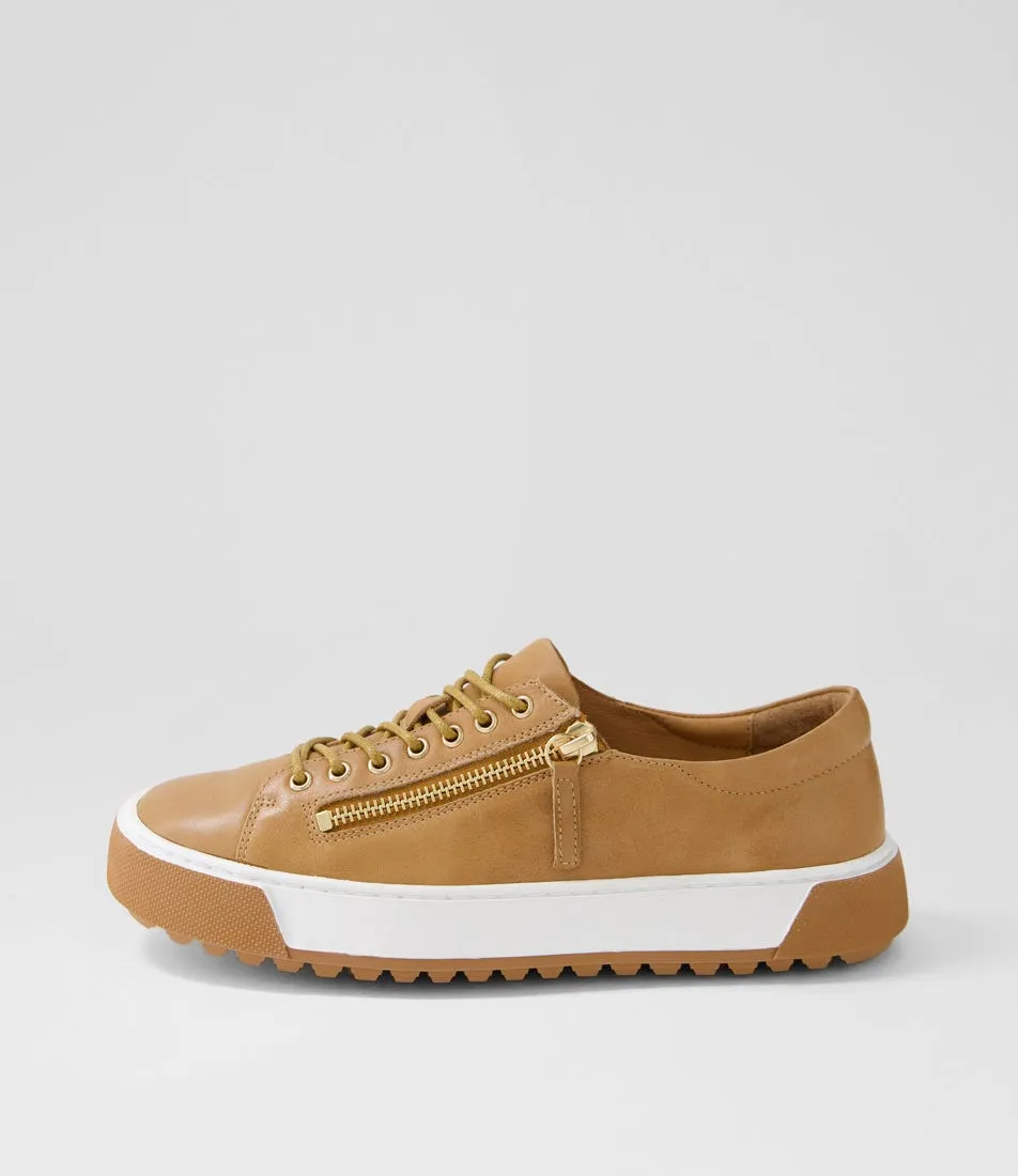 DJANGO & JULIETTE Toppine Dark Tan Leather Sneakers