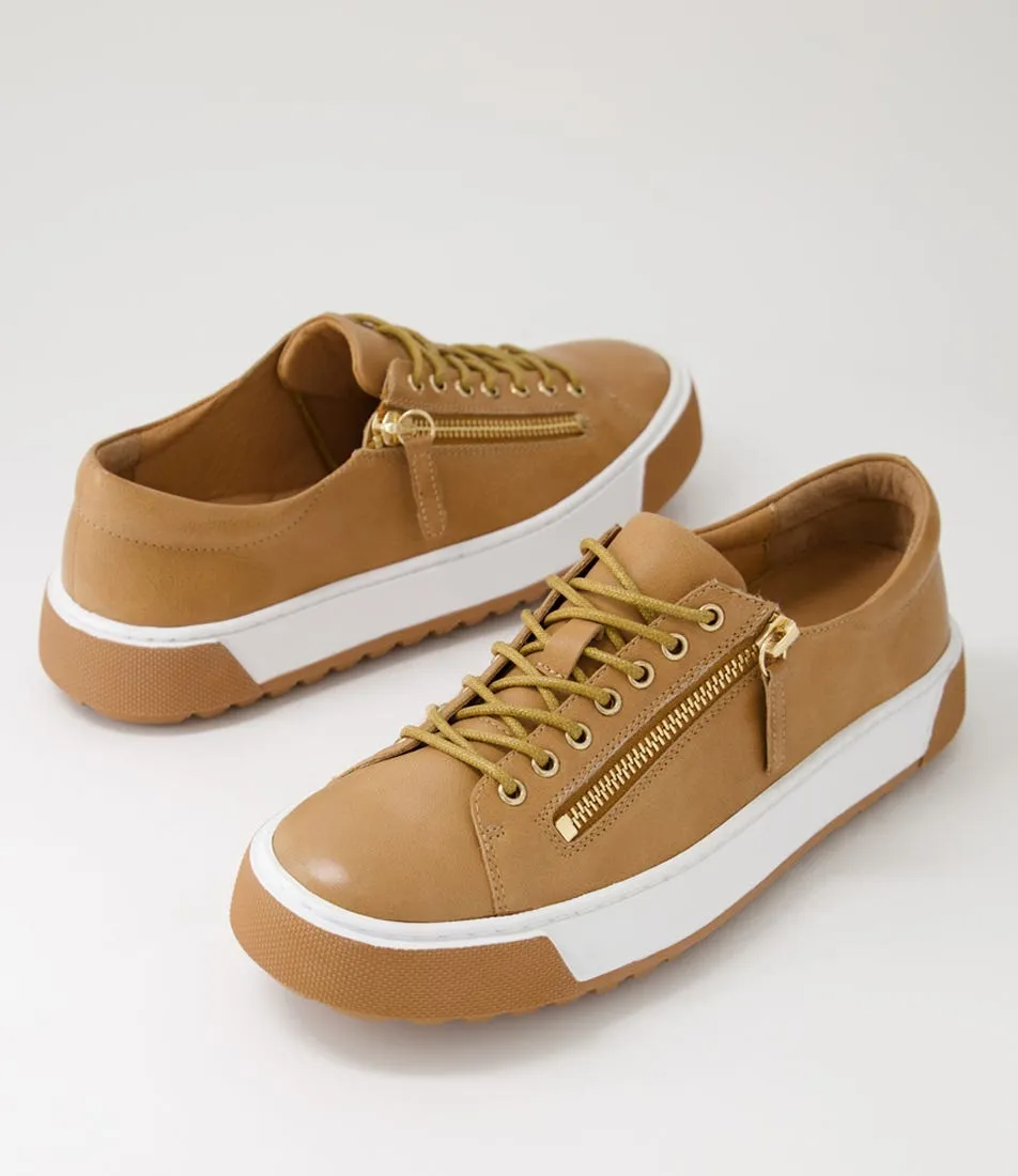 DJANGO & JULIETTE Toppine Dark Tan Leather Sneakers