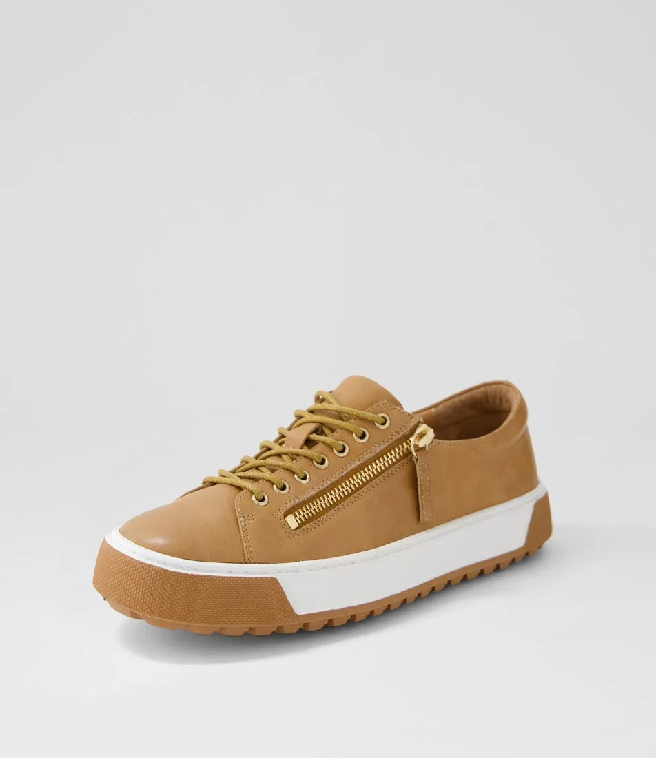 DJANGO & JULIETTE Toppine Dark Tan Leather Sneakers