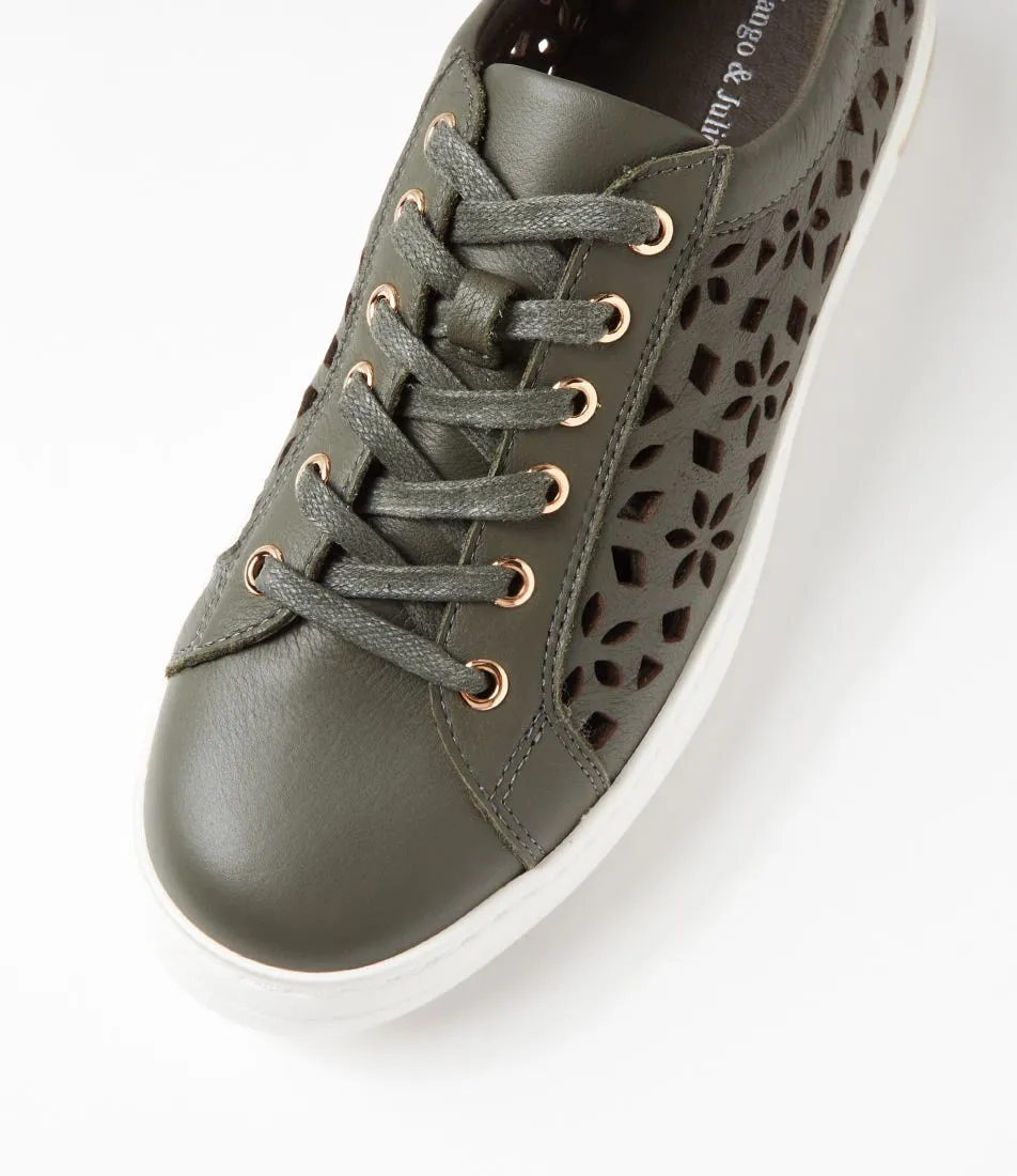 DJANGO & JULIETTE Wim Olive White Leather Sneakers