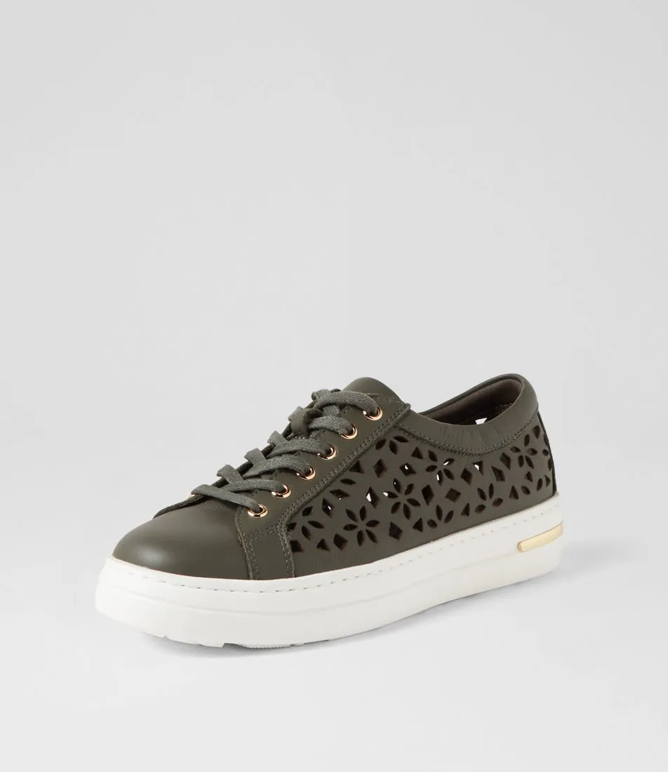 DJANGO & JULIETTE Wim Olive White Leather Sneakers