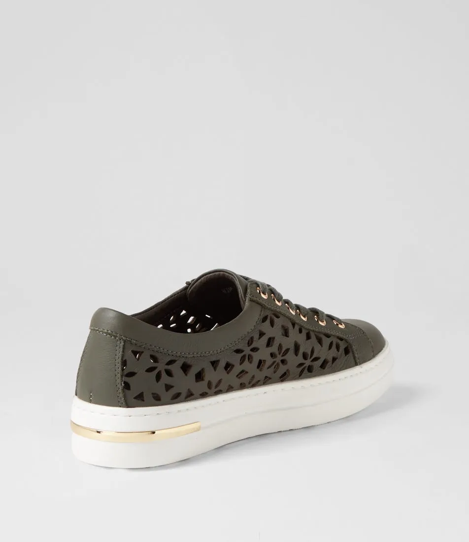 DJANGO & JULIETTE Wim Olive White Leather Sneakers