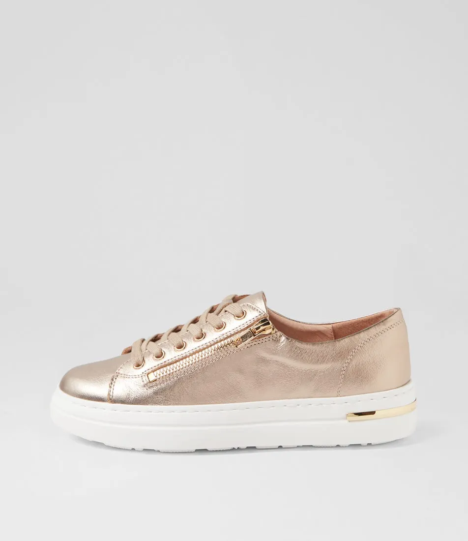 DJANGO & JULIETTE Wovi Champagne White Leather Sneakers