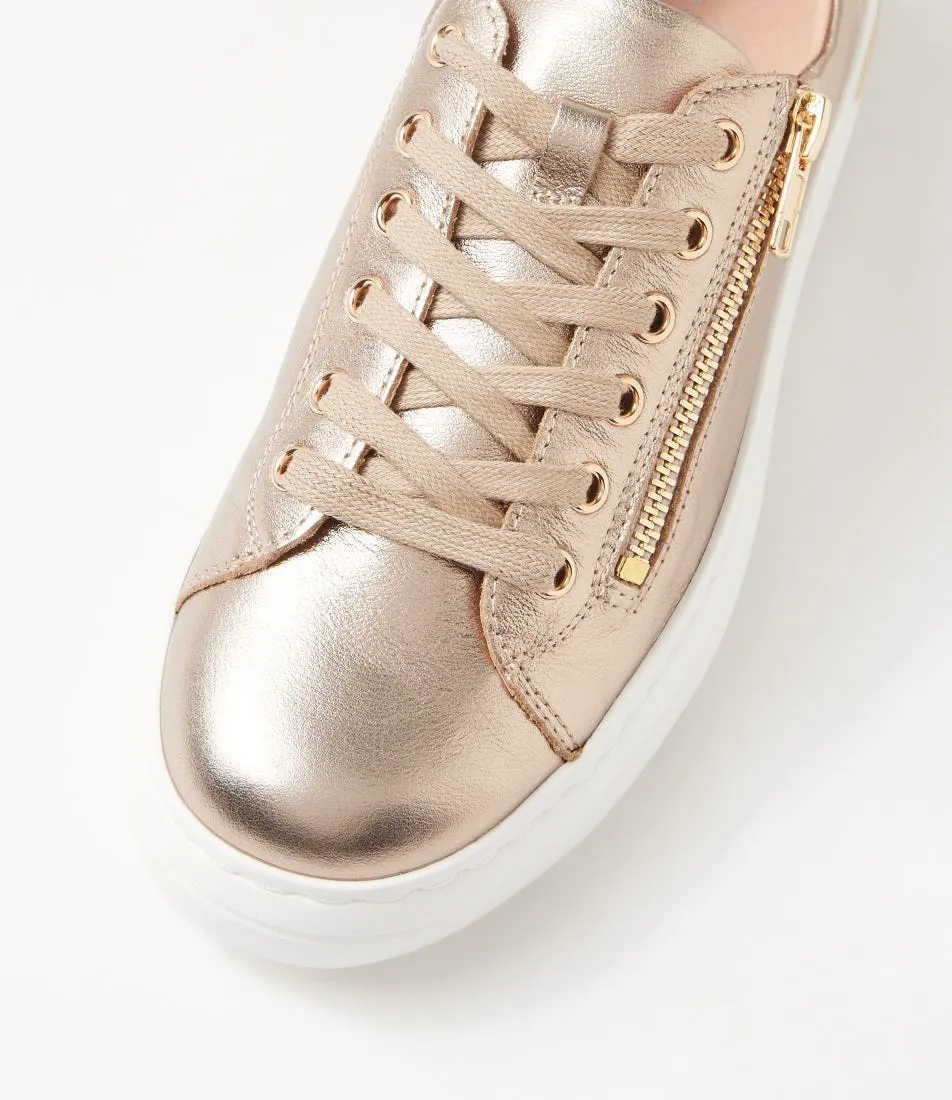 DJANGO & JULIETTE Wovi Champagne White Leather Sneakers