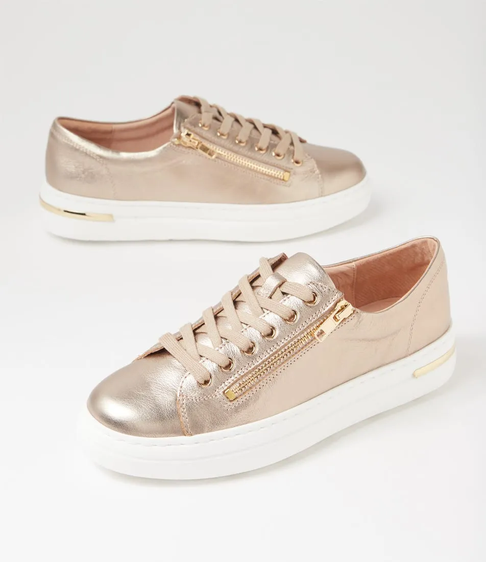 DJANGO & JULIETTE Wovi Champagne White Leather Sneakers