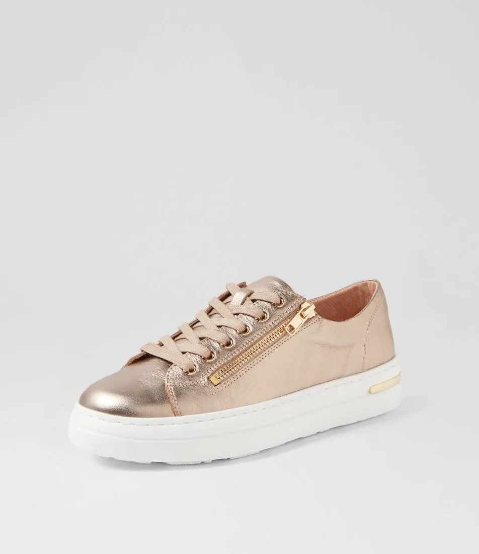 DJANGO & JULIETTE Wovi Champagne White Leather Sneakers