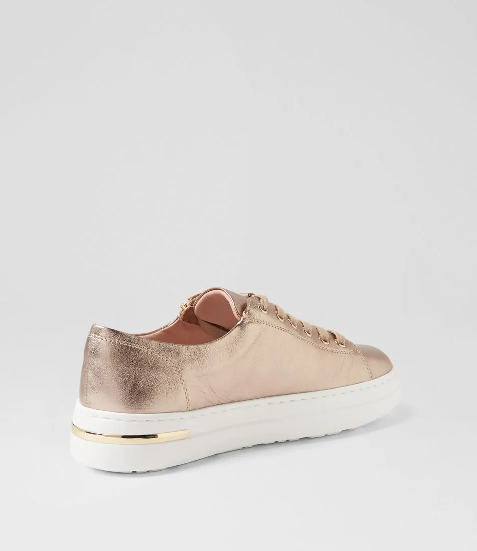 DJANGO & JULIETTE Wovi Champagne White Leather Sneakers