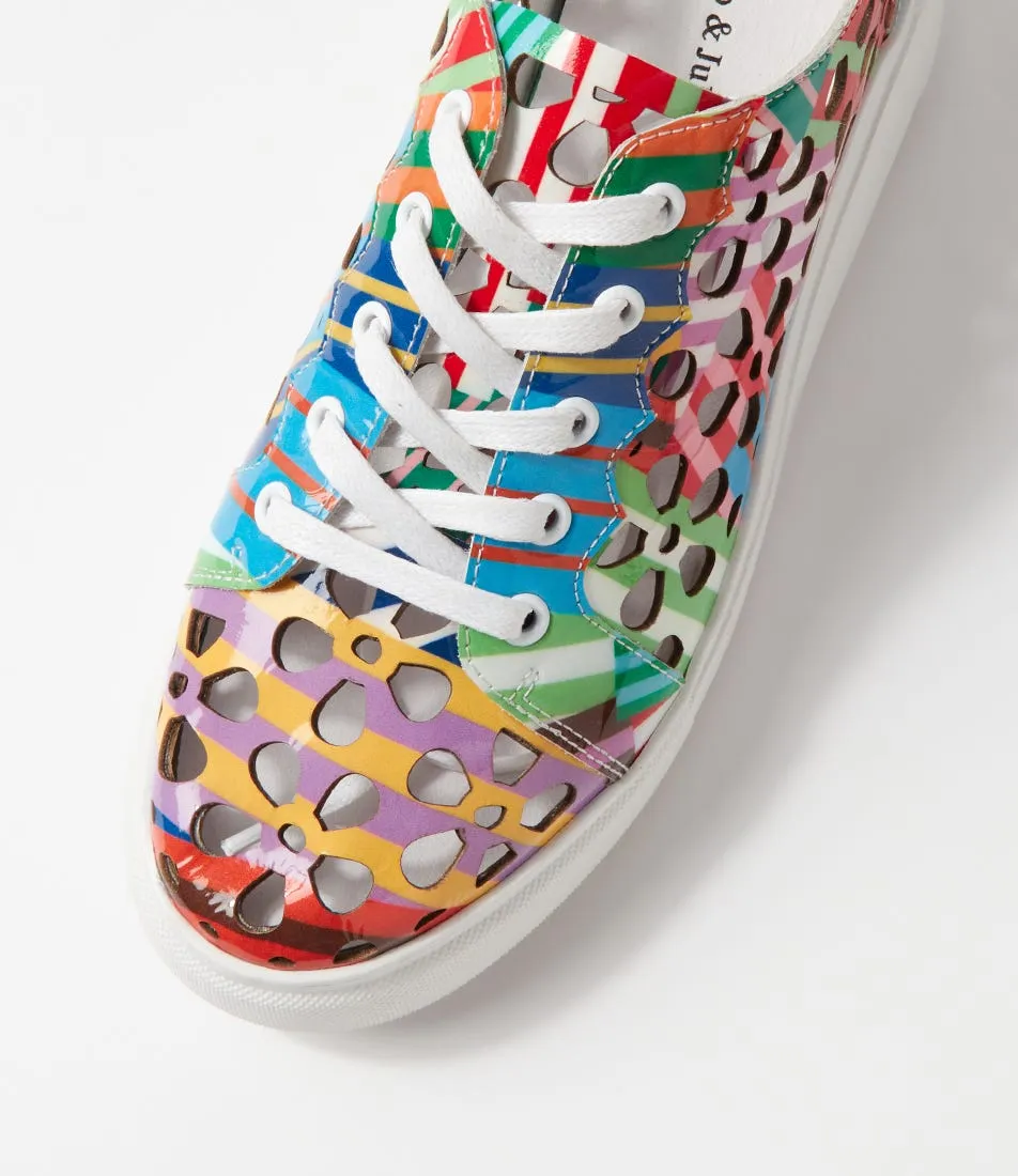 DJANGO & JULIETTE Yarry Stripe White Patent Leather Sneakers