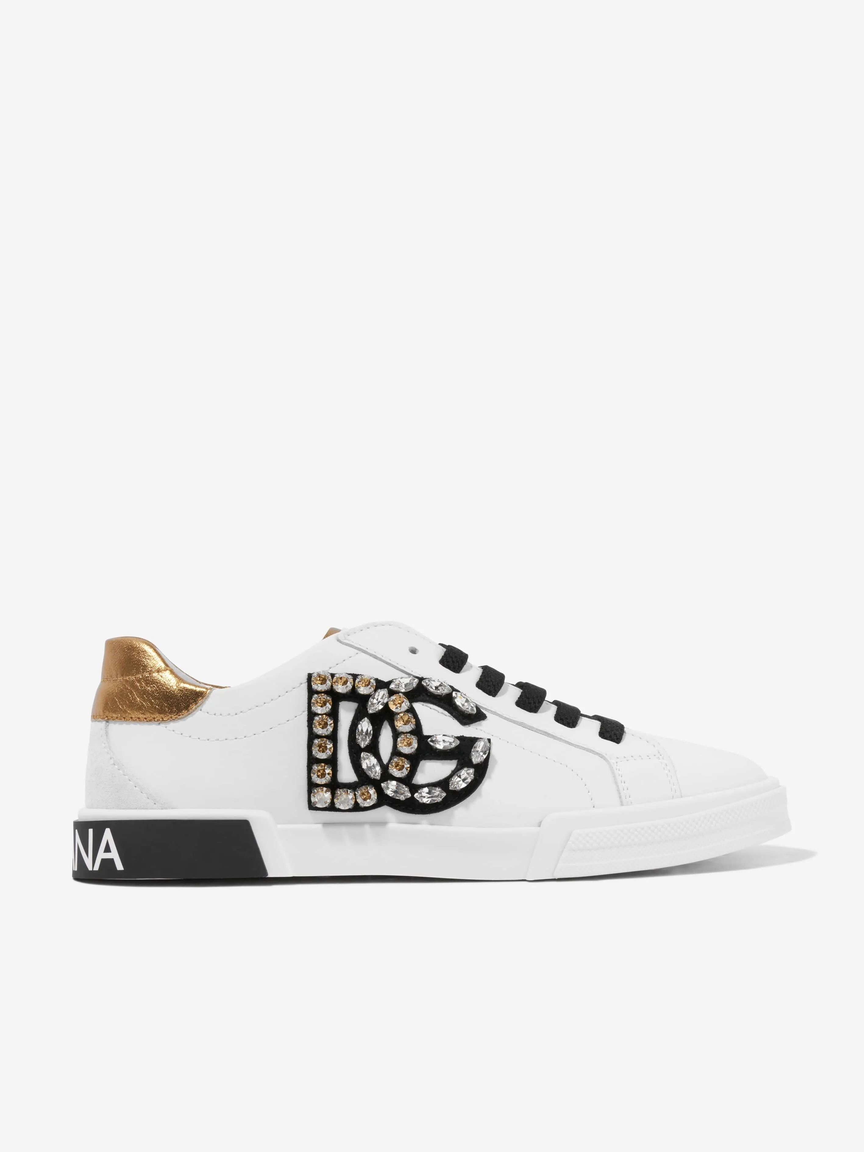 Dolce & Gabbana Girls Leather Logo Trainers in White