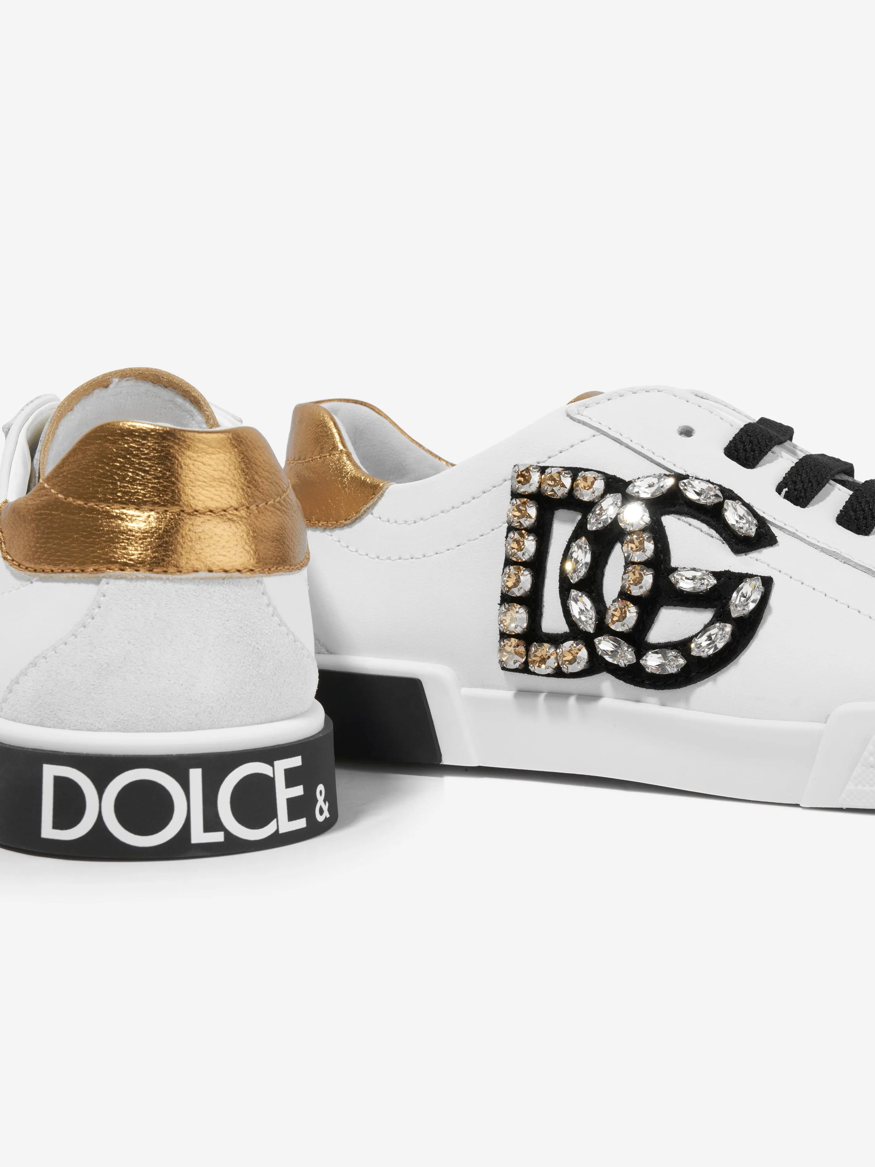 Dolce & Gabbana Girls Leather Logo Trainers in White