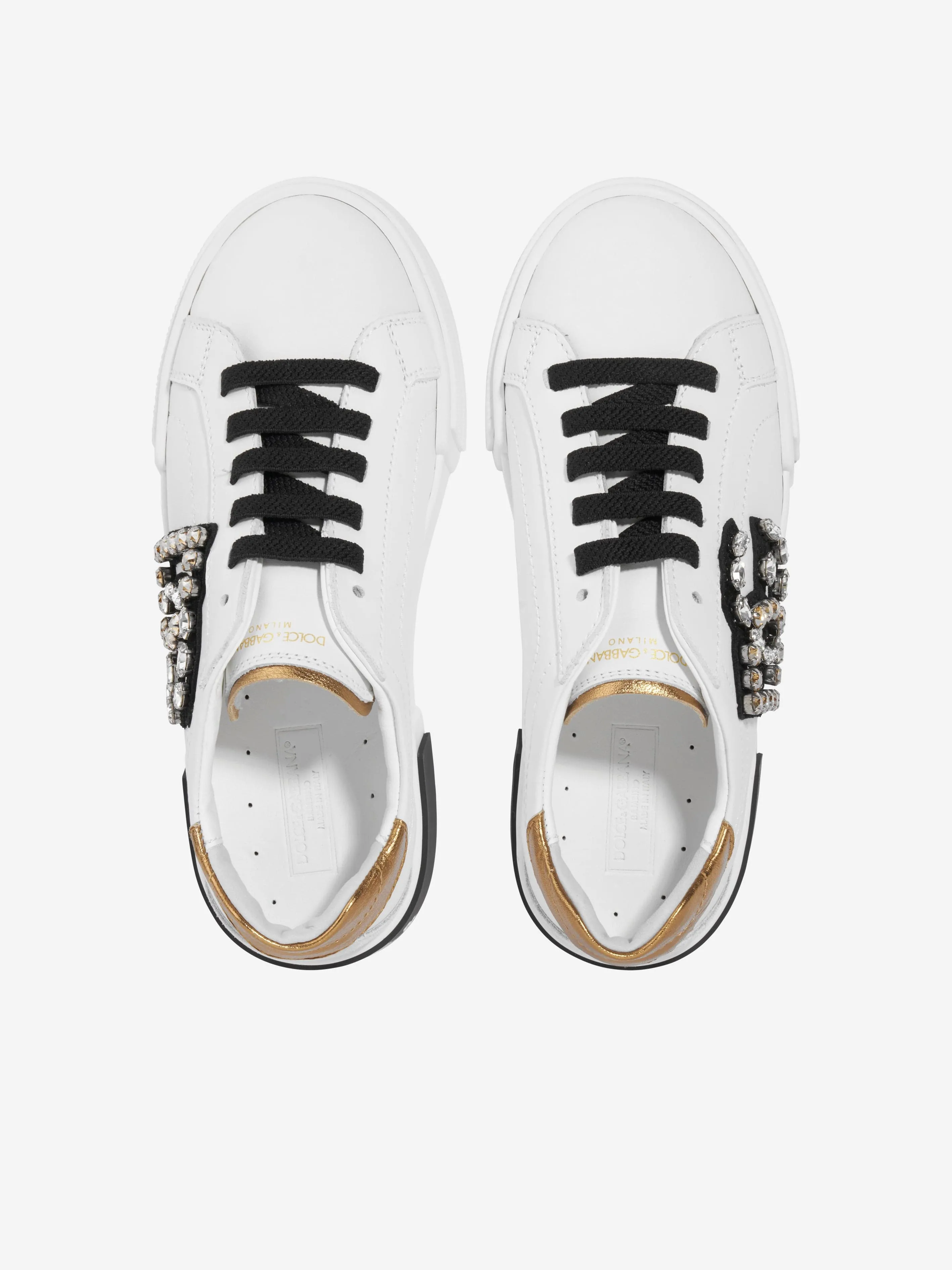 Dolce & Gabbana Girls Leather Logo Trainers in White