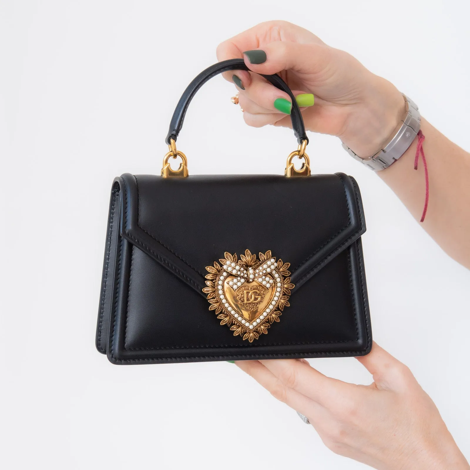 Dolce and Gabbana Devotion Black Leather Bag