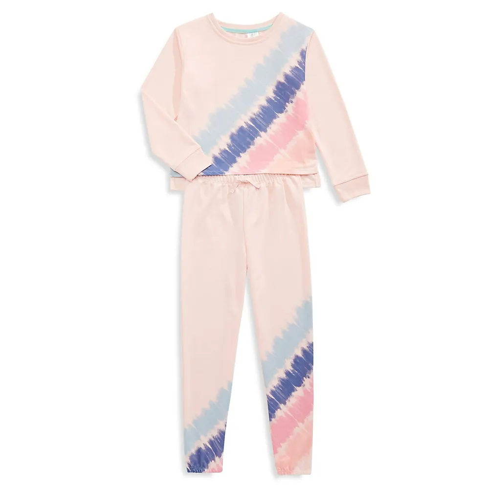 Dreamlife Girl's 2-Piece Tie-Dye Stripe T-Shirt & Joggers Set