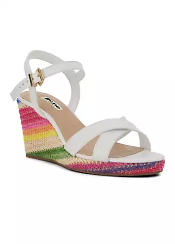 Dune London Kyrin Off White Multi Wedge Sandals | Grattan