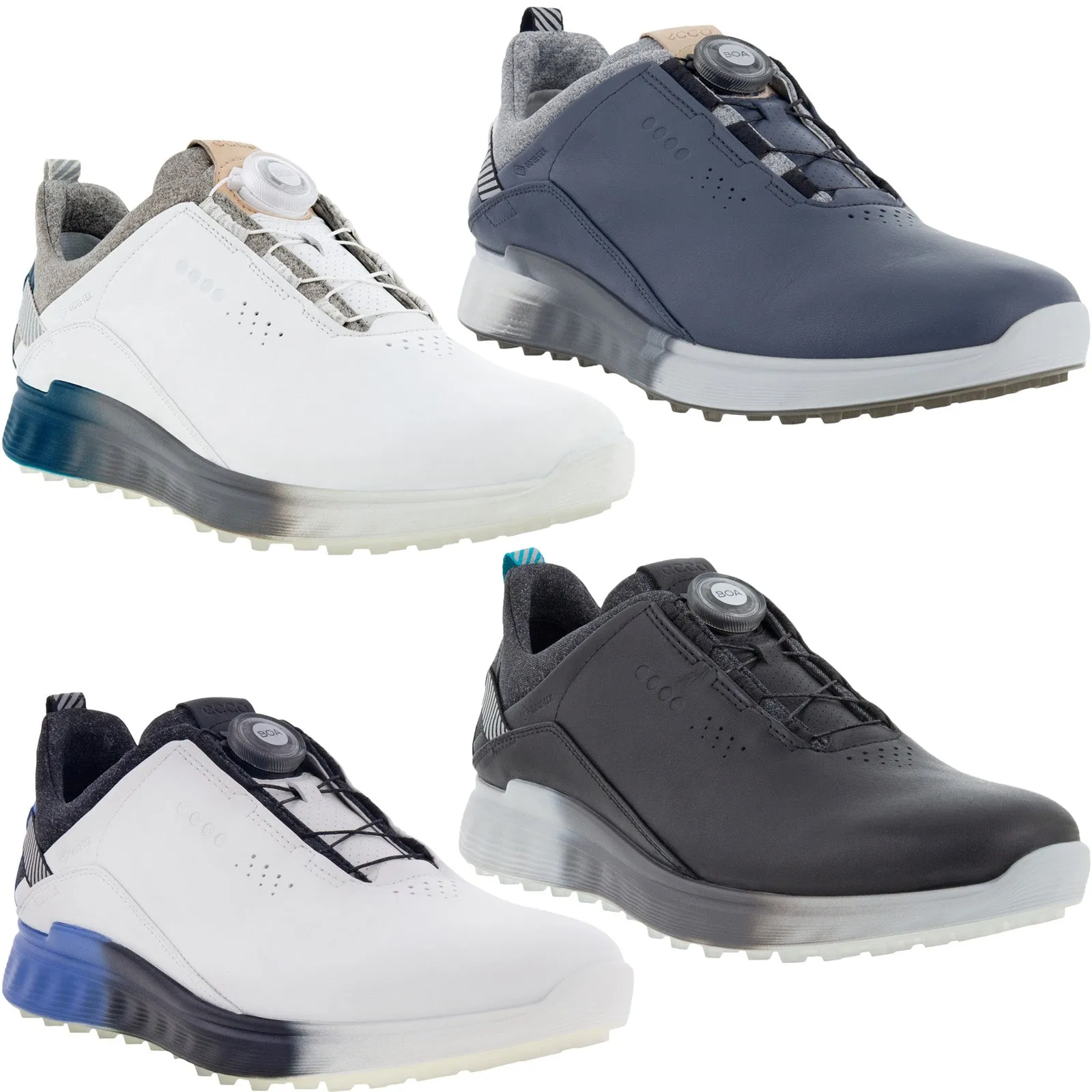 ECCO Mens S-Three BOA GORE-TEX Waterproof Hybrid Golf Shoes