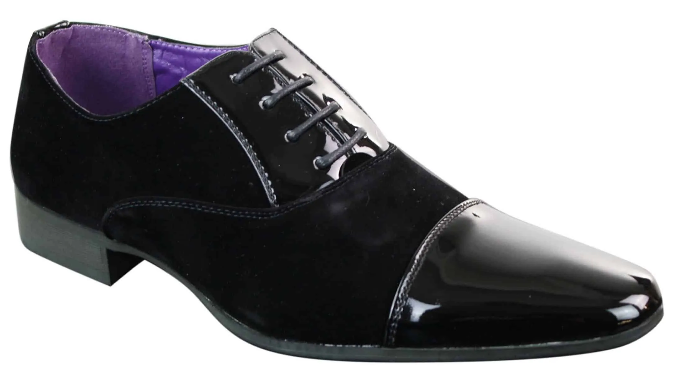 EL0136 - Mens Patent Laced Shiny Suede Leather Shoes