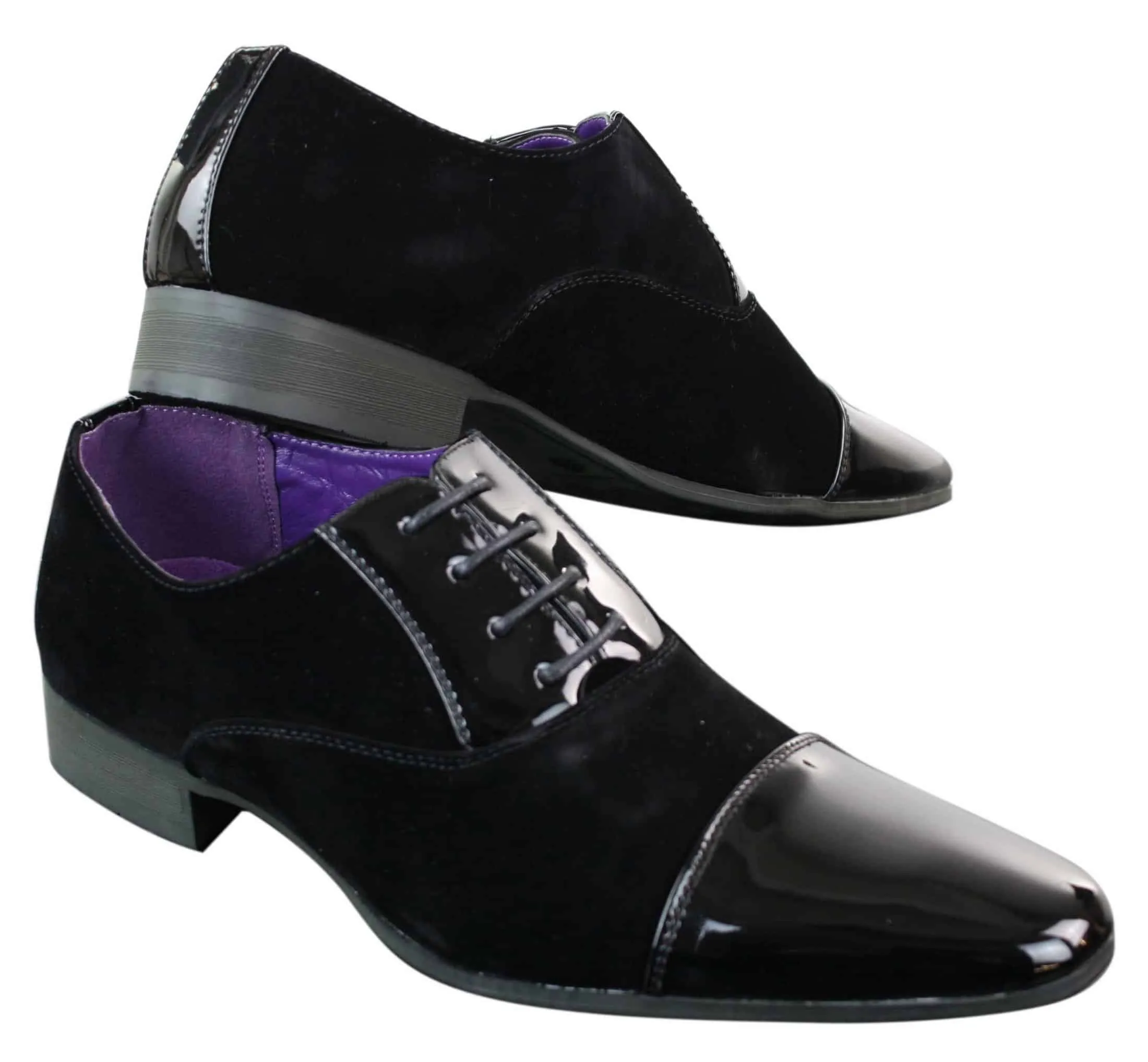 EL0136 - Mens Patent Laced Shiny Suede Leather Shoes