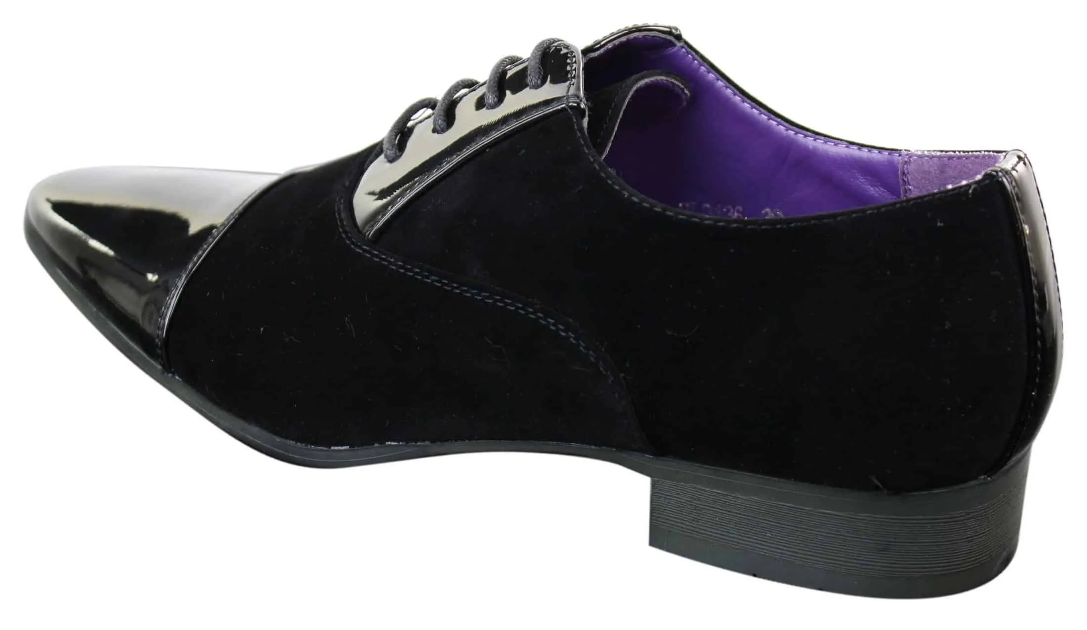 EL0136 - Mens Patent Laced Shiny Suede Leather Shoes