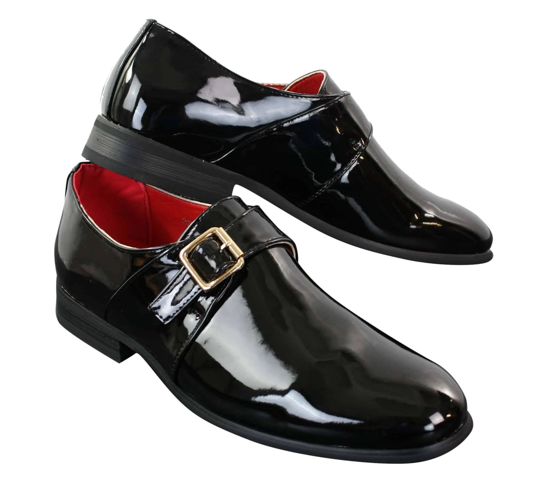 Fiorello 2322 - Mens Patent Buckle Slip On Shiny Shoes Smart Casual Formal Italian Design