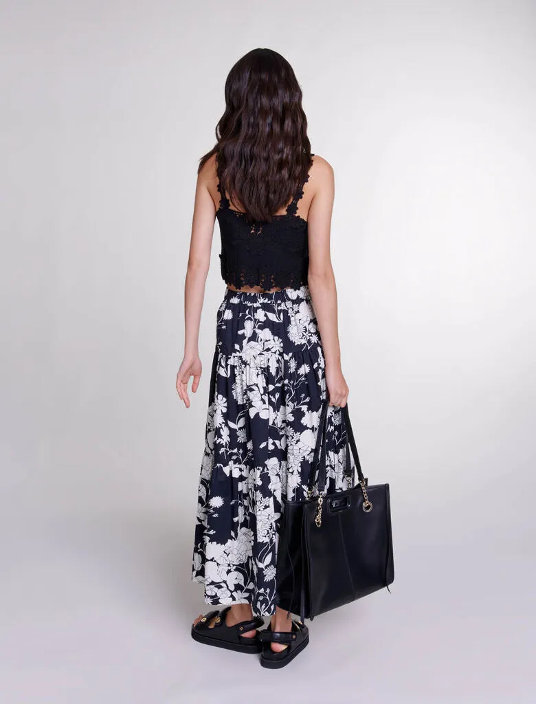 Floral print maxi skirt