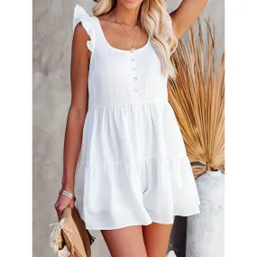 Full Size Ruffled Scoop Neck Sleeveless Romper