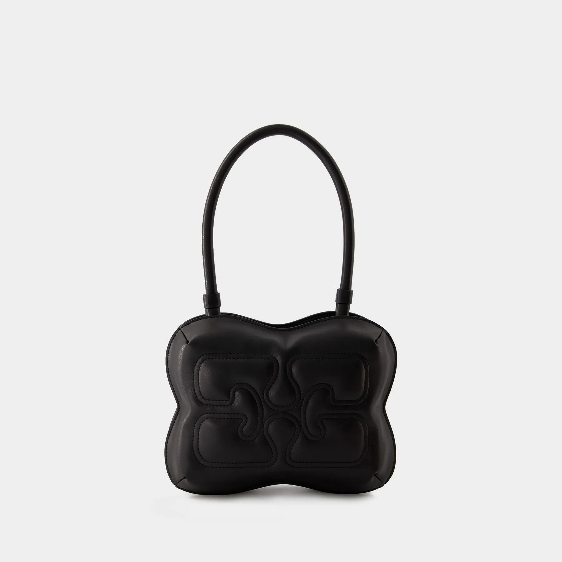 Ganni  Butterfly Top Handle Hobo Bag - Ganni - Leather - Black