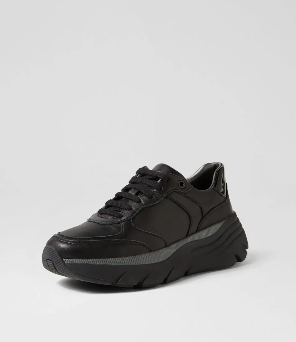 GEOX D Diamanta A Black Leather Sneakers