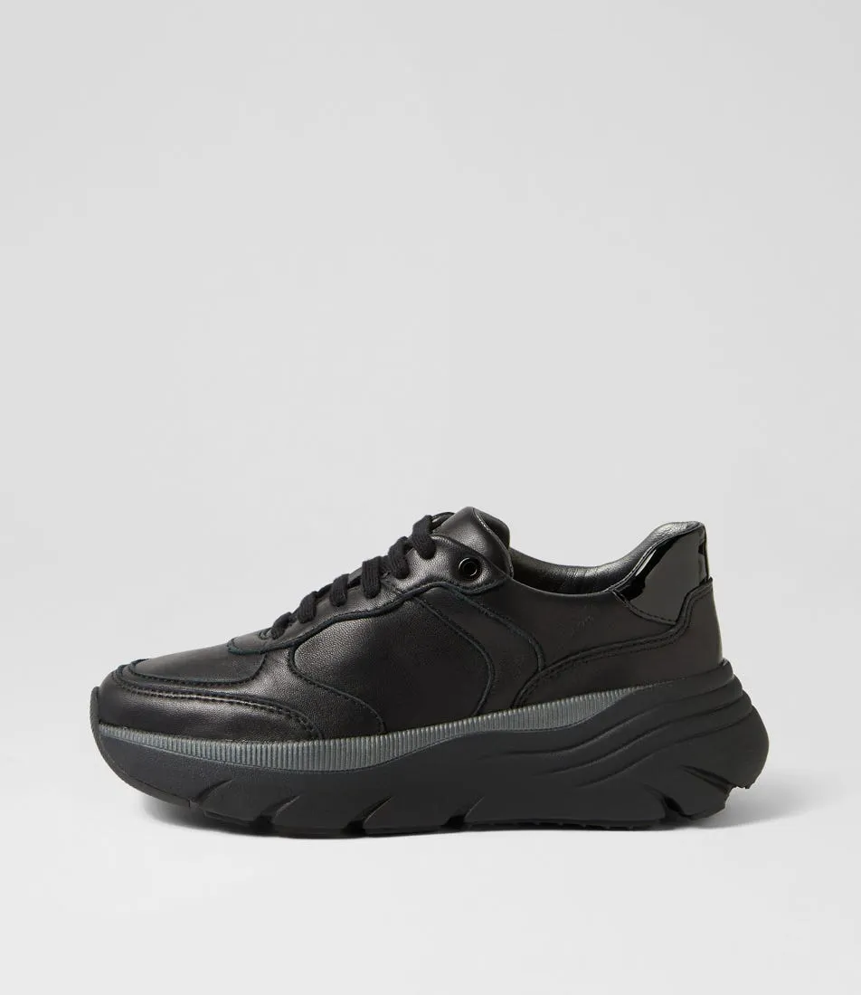 GEOX D Diamanta A Black Leather Sneakers