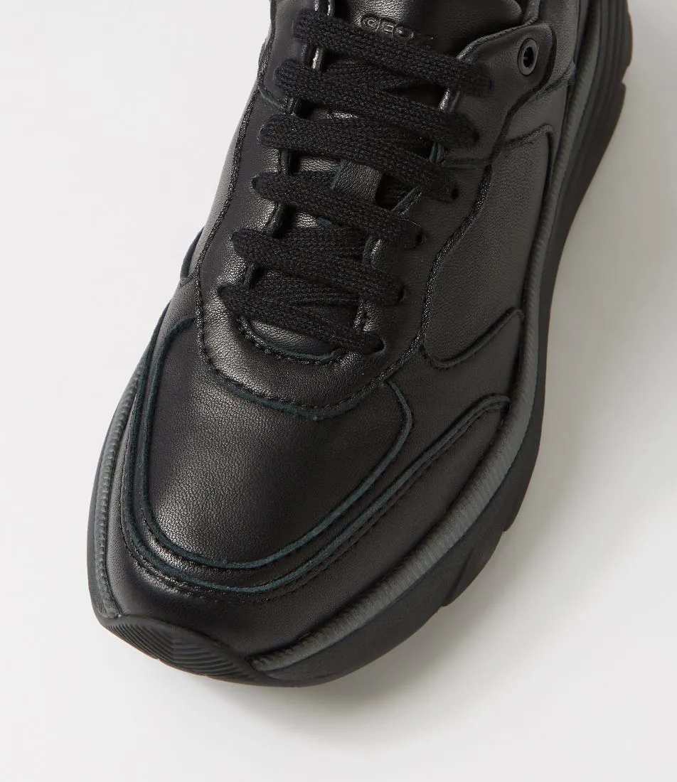 GEOX D Diamanta A Black Leather Sneakers