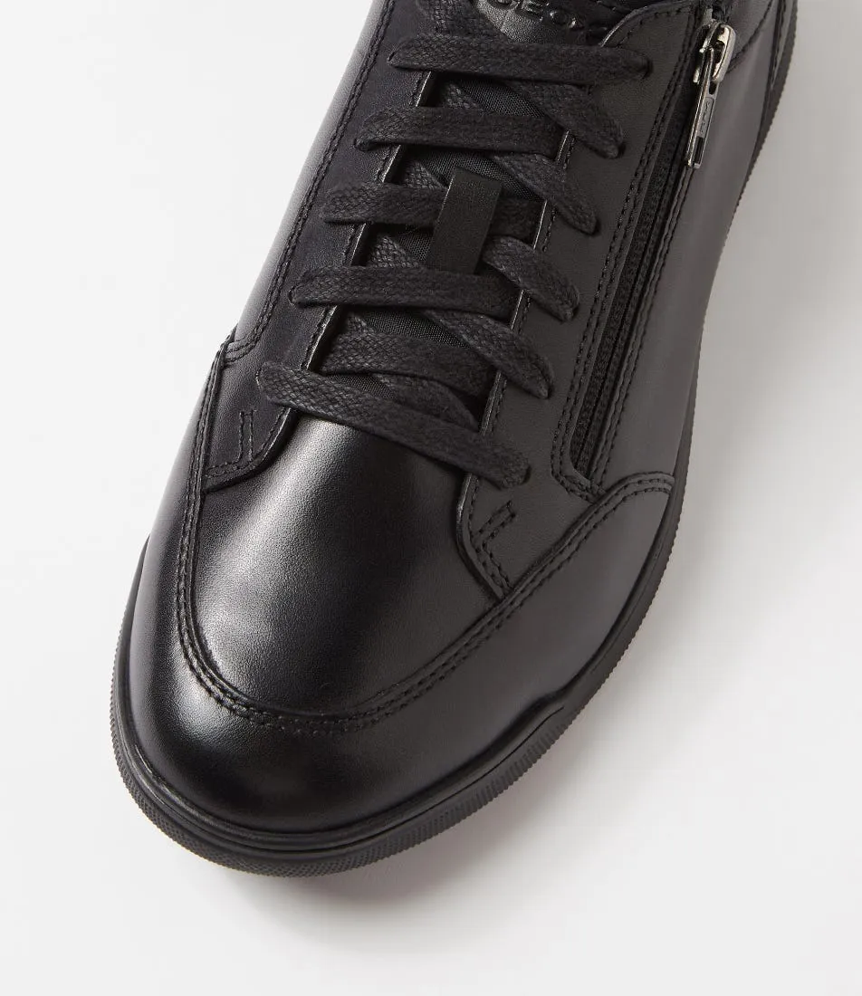 GEOX U Cordusio D Black Leather Sneakers