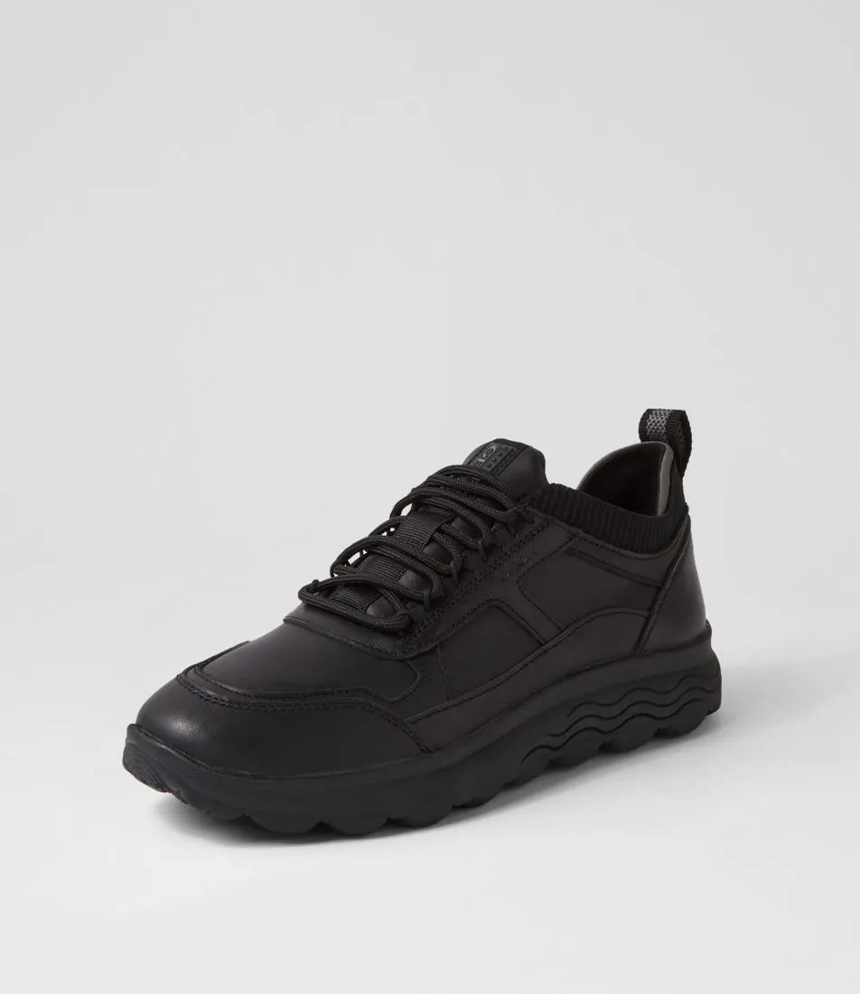 GEOX U Spherica B Black Leather Sneakers