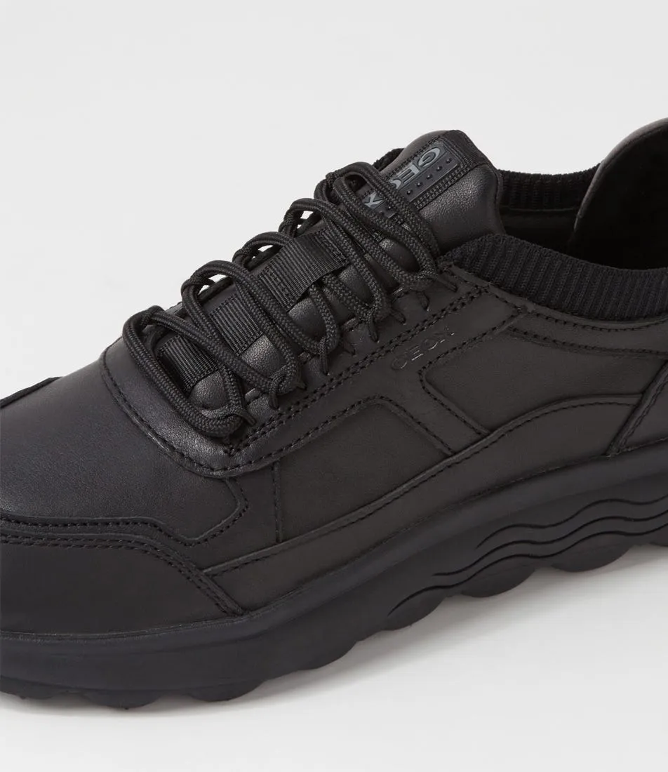 GEOX U Spherica B Black Leather Sneakers