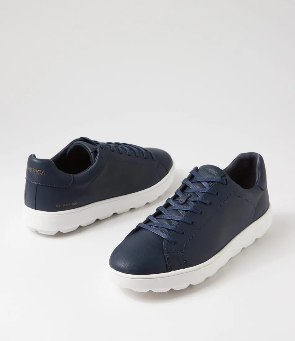 GEOX U Spherica Ecub Navy White Leather Sneakers