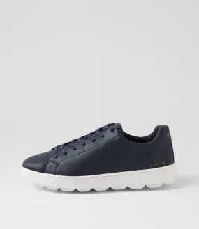 GEOX U Spherica Ecub Navy White Leather Sneakers