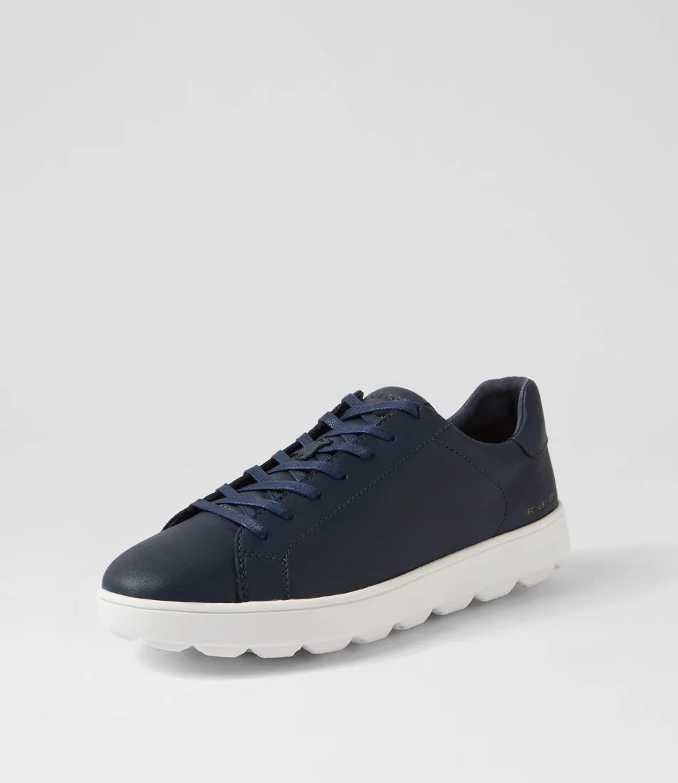 GEOX U Spherica Ecub Navy White Leather Sneakers