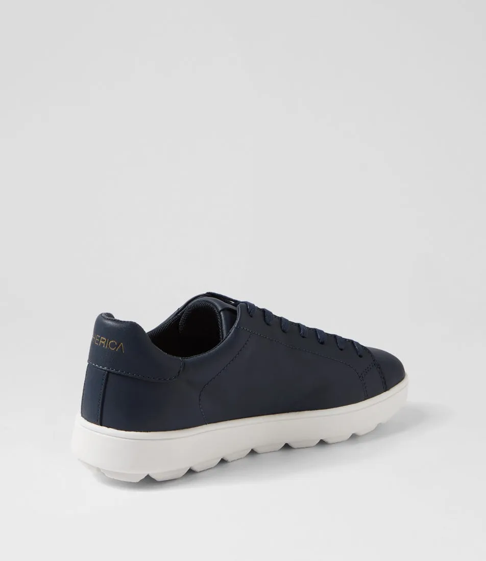 GEOX U Spherica Ecub Navy White Leather Sneakers