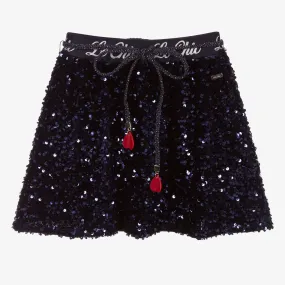 Girls Blue Sequinned Skirt