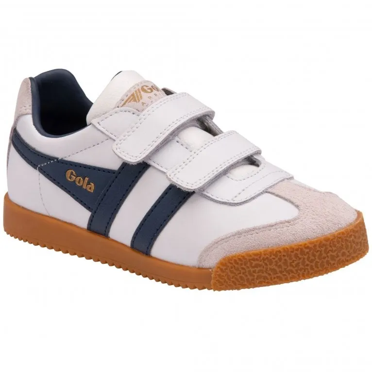 Gola Harrier Leather Riptape Kids Trainers