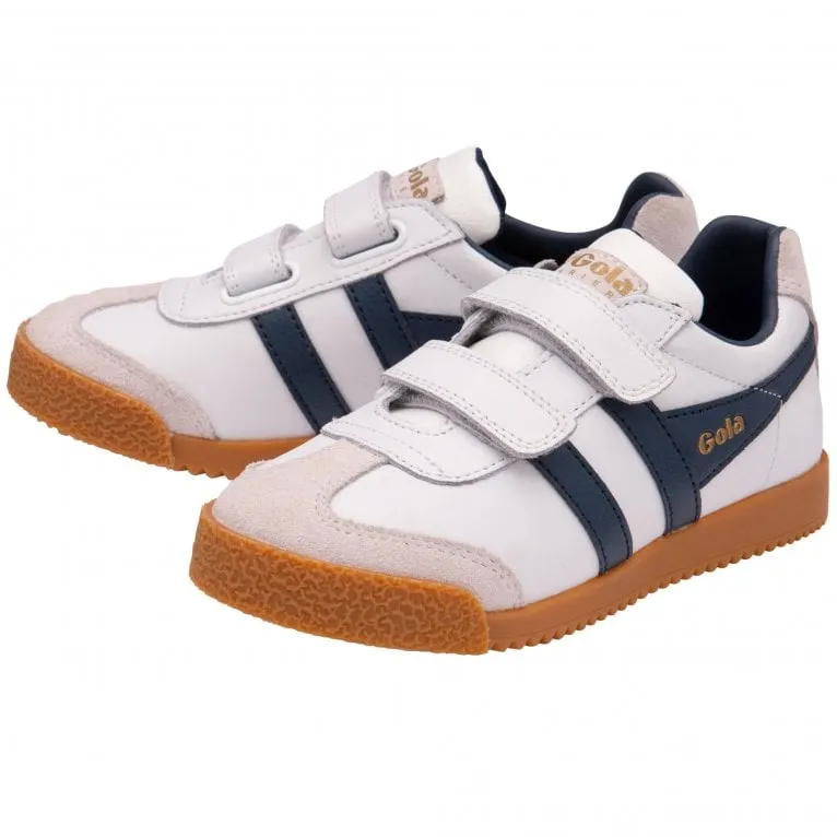 Gola Harrier Leather Riptape Kids Trainers