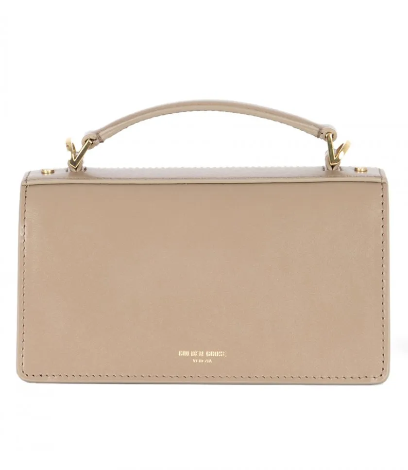 GOLDEN GOOSE SMALL VENEZIA BAG IN BEIGE BOARDED LEATHER WITH GOLD DETAILS