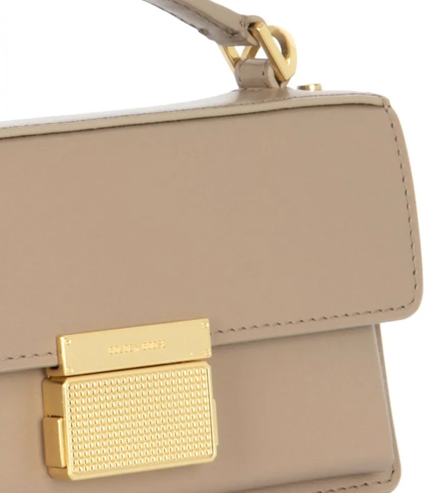 GOLDEN GOOSE SMALL VENEZIA BAG IN BEIGE BOARDED LEATHER WITH GOLD DETAILS