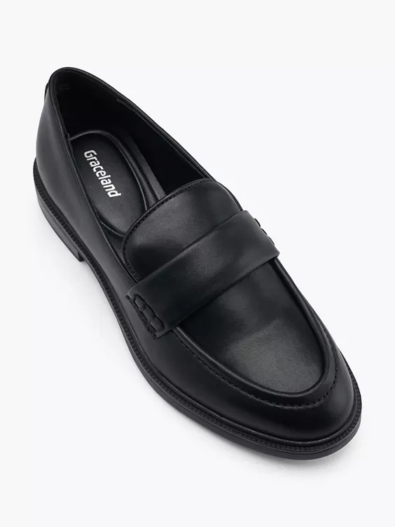 Graceland  Black Plain Front Loafer