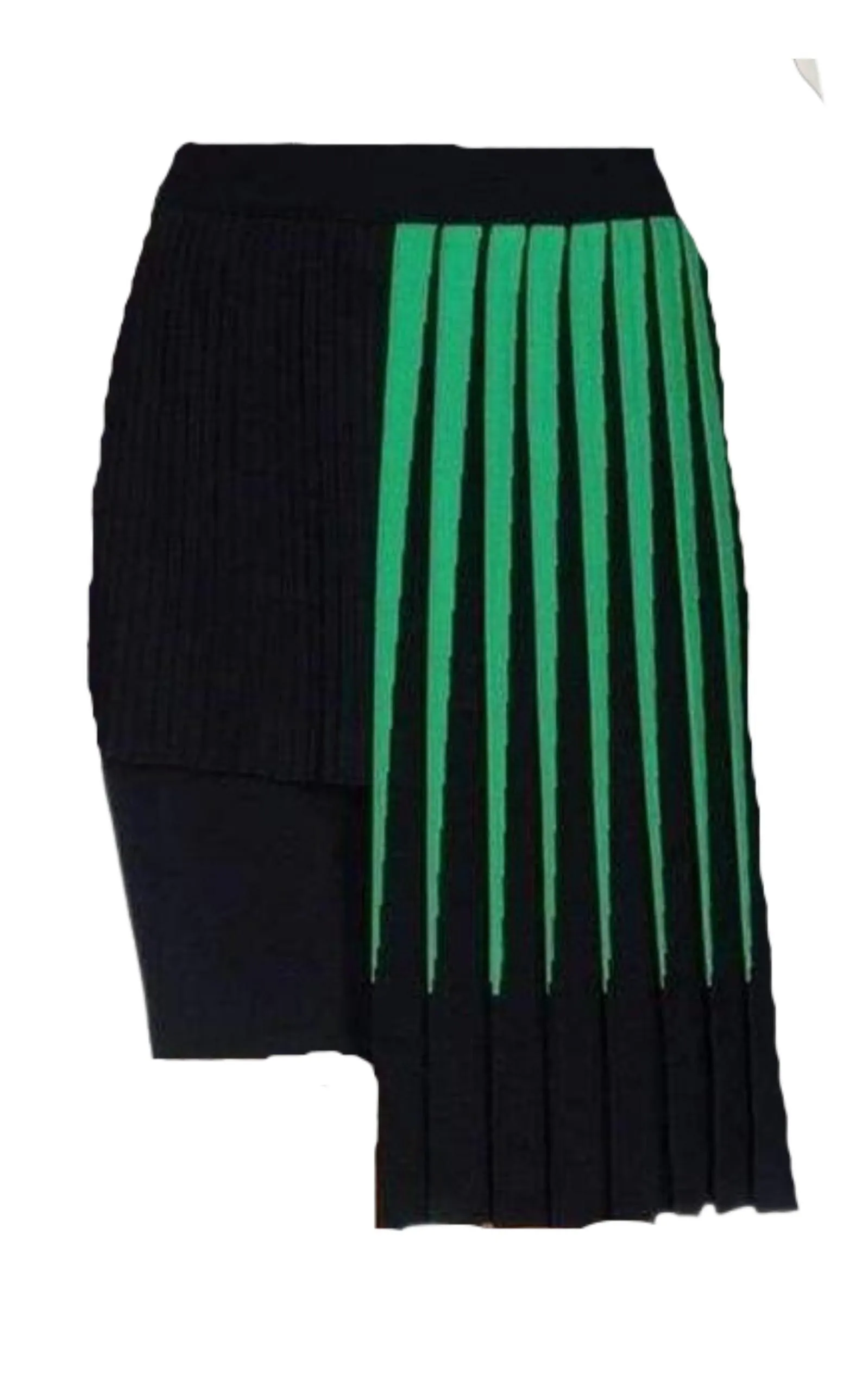 Green Pleated Asymmetrical Skirt