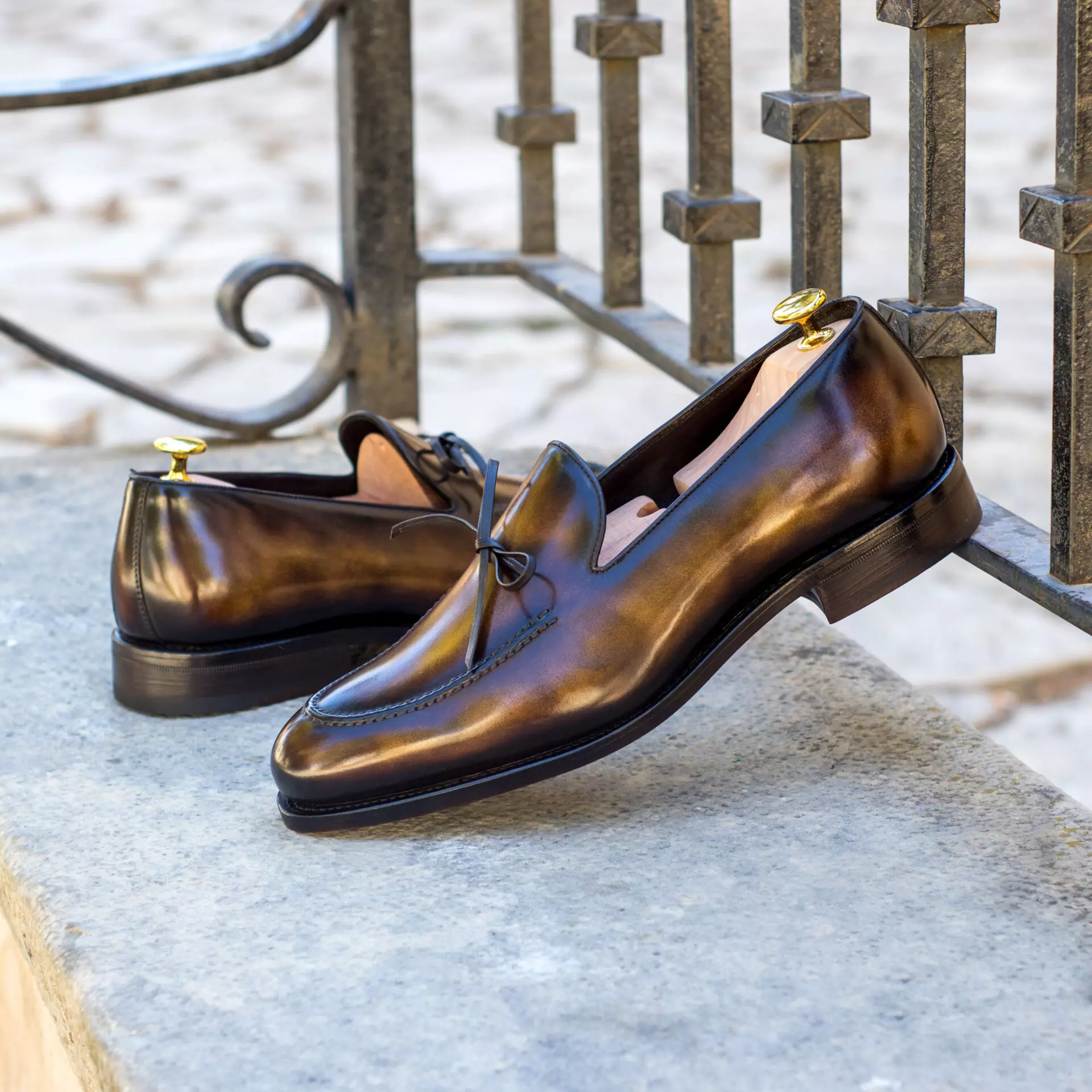 --Hand Made Patina Loafer Shoe-