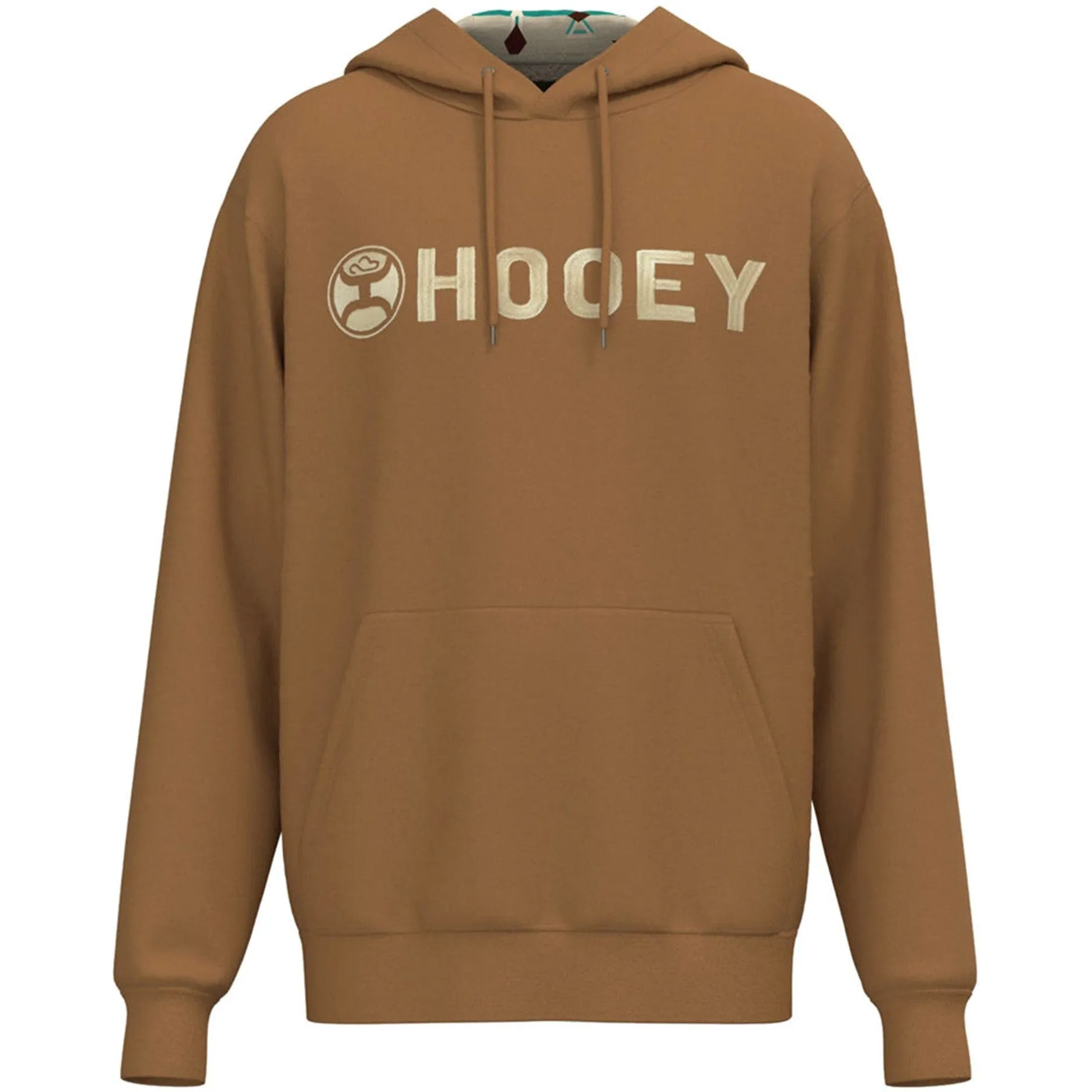 Hooey Men's Tan and Cream Lock Up Logo Hoodie