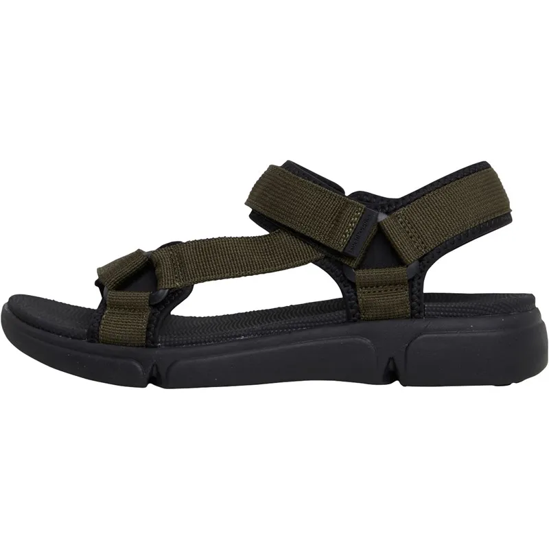 Hush Puppies Mens Cuba Sandals Khaki Canvas/Black Neoprene